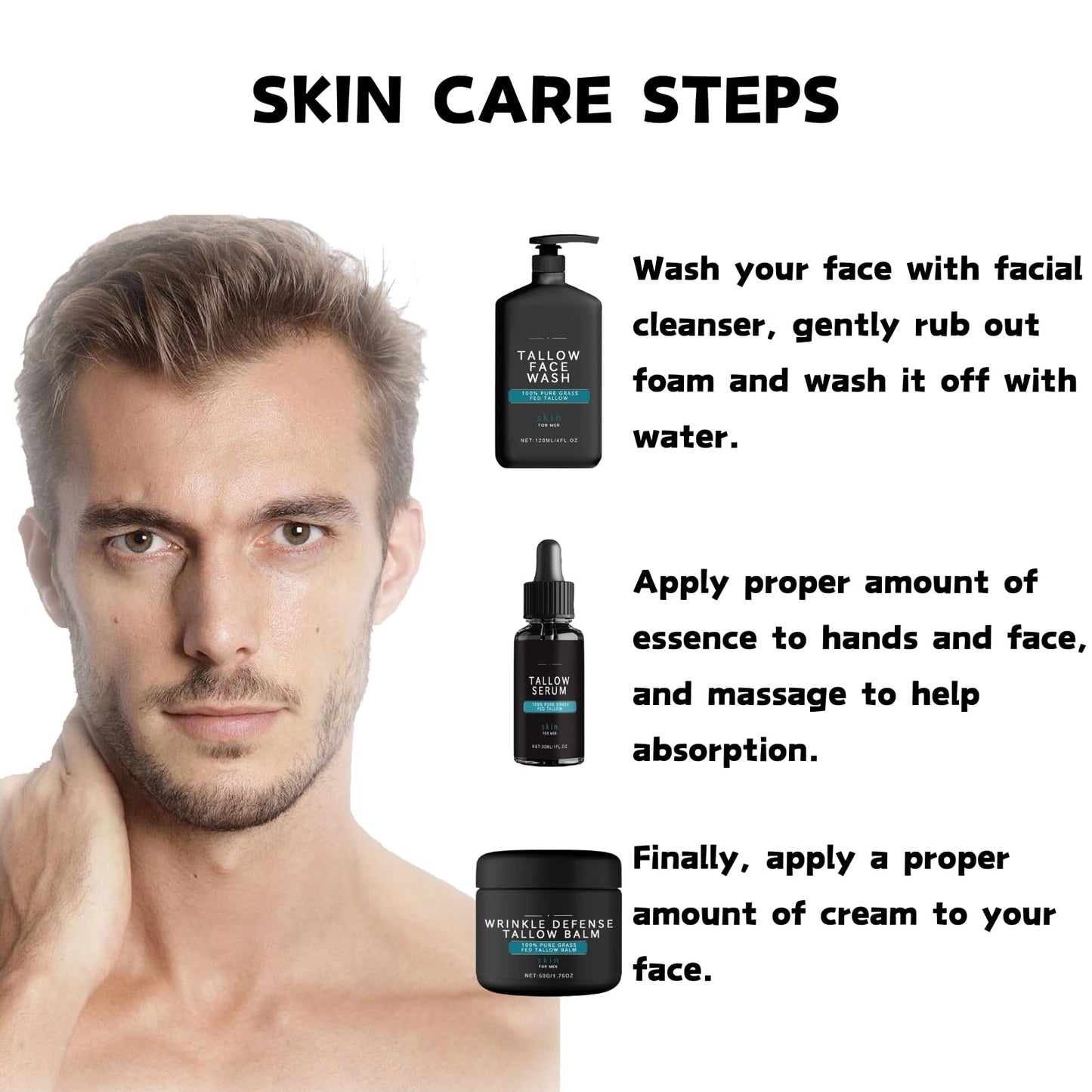 ISBEAUSOLS Mens Gift Set - Gifts for Dad - Mens Skincare Gift Sets for Face Cream & Face Serum & Face Cleanser - Face Wash Skincare Set - Mens Skin Care Gift Sets - Gifts for Him - Birthday Gifts for Men