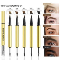 Weixinbuy 2-IN-1 Microblading Eyebrow Pen Long-lasting, Waterproof Eyebrow Pencil Dual-Ended with 4-Fork-Tip & Brow Brush & Clear Brow Gel, Fluffy & Defined Brows for Natural-Looking (2# Brown)