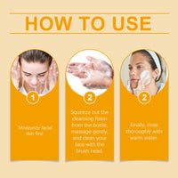 Brightening Face Wash, Turmeric Kojic Acid Foaming Facial Cleanser, Turmeric Face Wash with Brush, Foaming Face Cleanser Women for Skin Tone, Reduce Blemish & Acne, Gentle Cleanser for Hydrate Skin