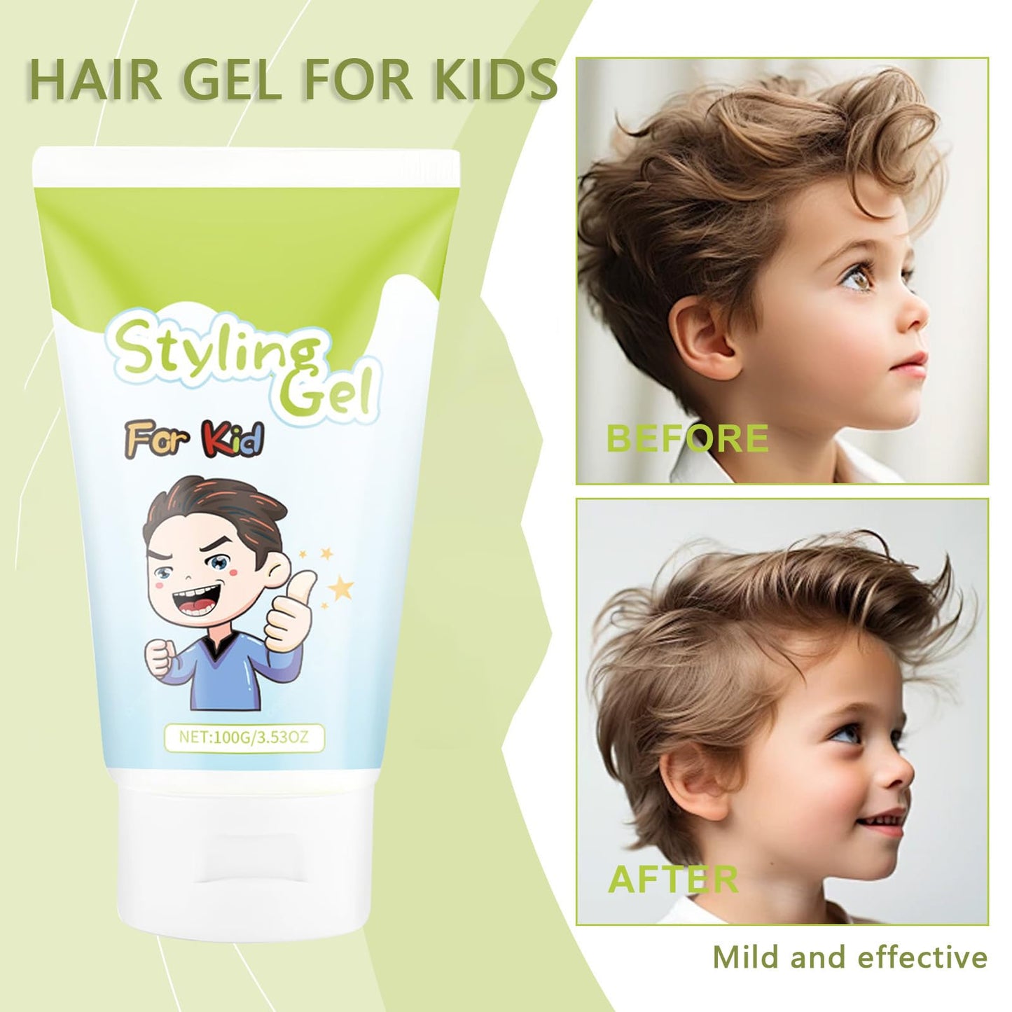 NatrLuxe Kids Styling Gel 100g - Medium-Strong Hold Hair Gel - Long Lasting Fruit Fragrance - For All Hair Styles 3.53oz