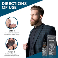 Lorenti Premium Beard Oil 100% Natural Beard Conditioner & Organic Moroccan Argan | Vitamin E Beard Oils Helps Volume, Moisturize & Nourish Beard Growth 1.69 Fl Oz (50ml)
