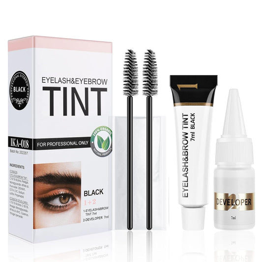 wimony Eyebrow Tint Kit,2-In-1 Eye Brow Tint Kits,Lash Tint Kit,Lasting for 6 Weeks Diy Hair Dying for Salon(7ml Black)