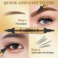 BoloShine Eyebrow Pen & Eyeliner Pencil 2 in 1, Microblading Eyebrow Pen with 4 Fork Tip, Long-lasting Waterproof Smudgeproof Eyebrow Pen for Natural Looking Defined Eyebrows (Light Brown)