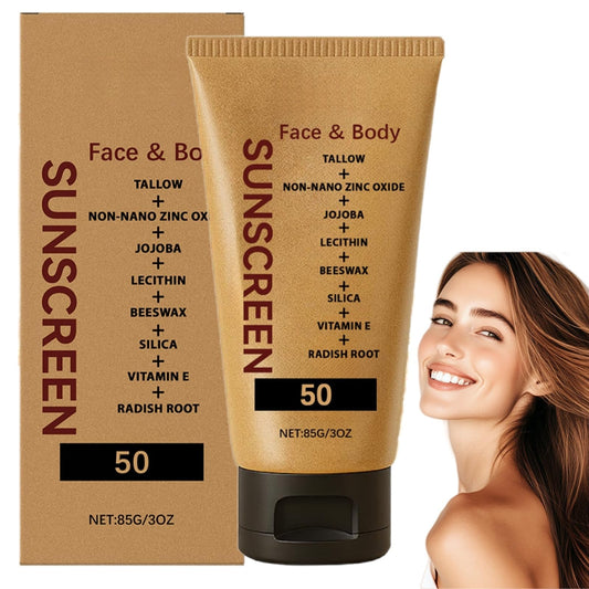 Xunzhi Tallow Sunscreen SPF50,Non Nano Zinc Oxide Sunscreen Balm,Face and Body S/unscreen,Tallow Face Sun Cream,SPF50 Suncream,F/ace Moisturiser,T/allow Sunblock,F/ace Sun Cream,Moisturising Suncream,85g