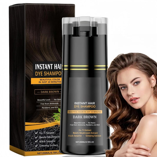 Polar Hair Dye Shampoo,Black Ha/ir D/ye Sha/mpoo 3 in 1,H/air Care Instant Dy/e Sham/poo,Temporary Hai/r Dye,Permanent Hair Colour,Color Shampo/o,3 in 1 Instant Shampoo(Brown)