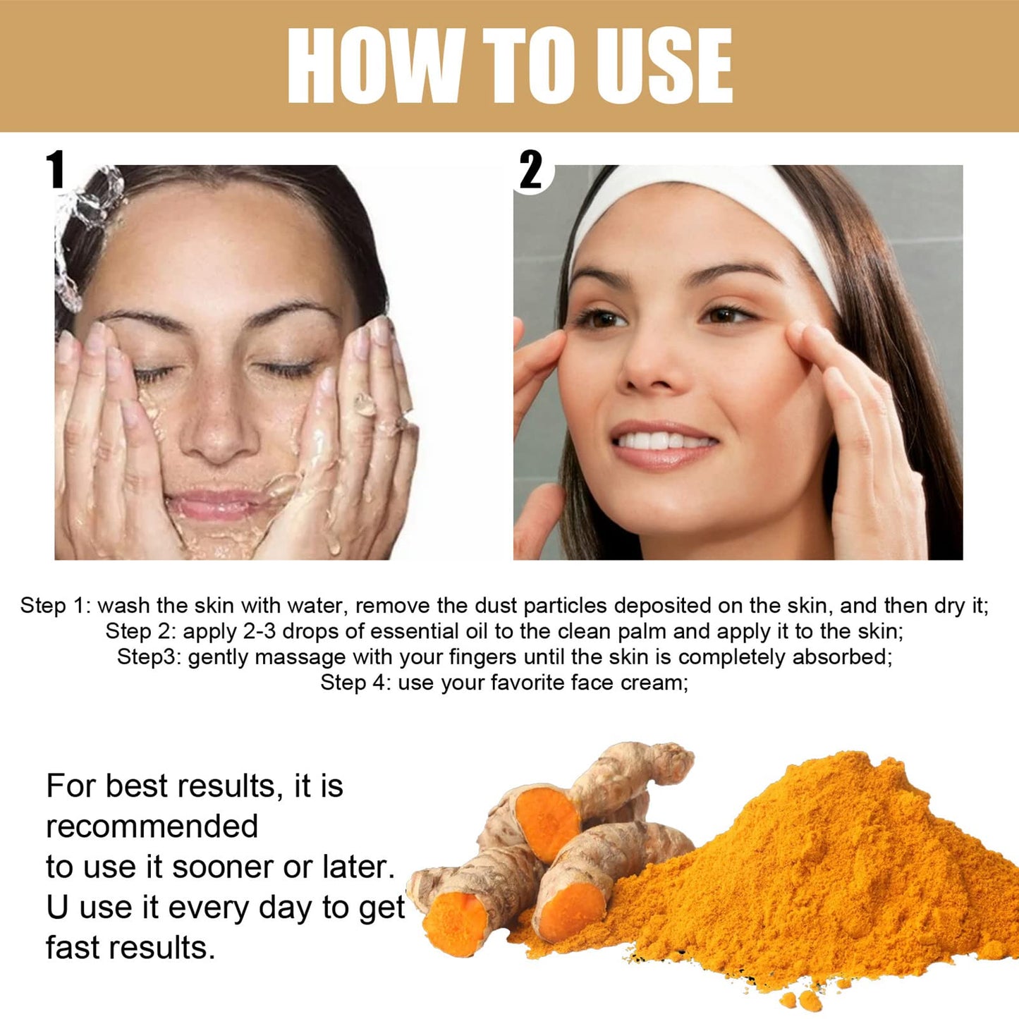 GNAUMORE Turmeric Face Serums Oil,Bright Skin Dark Spot Corrector,Turmeric Serum, Skin Care Moisturizing Repair Serum for Face and Body(30ML)