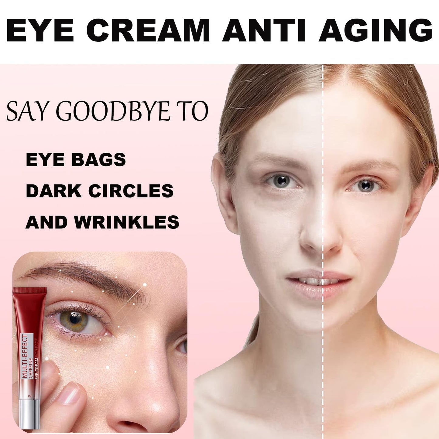 IZBEAUVO Caffeine Eye Cream, Eye Cream Anti Aging,Dark Circle Eye Cream,Eye Bags Remover Of Caffeine Eye Serum, Eye Cream For Dark Circles,Fade Fine Lines,Puffy Eyes Bags Under Eyes,Anti Wrinkle