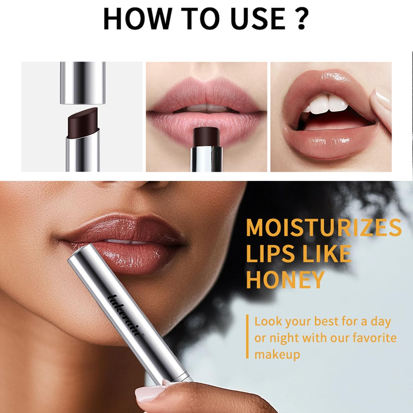 GEEWHILE Black Honey Lipstick Black Moisture Shine Lipstick, Hydrating Tinted Lipstick Creamy Formula, Hydrating & Smooth Black Honey Lip Balm Moisturizing Tinted Lip Balm For Dry Lips Lip Care Makeup