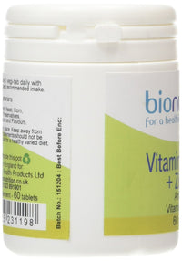 Bio Nutrition Vitamin C 500mg + Zinc 15mg : Antioxidant and Immune Vitamin and Mineral Supplement : 60 vegi-tabs