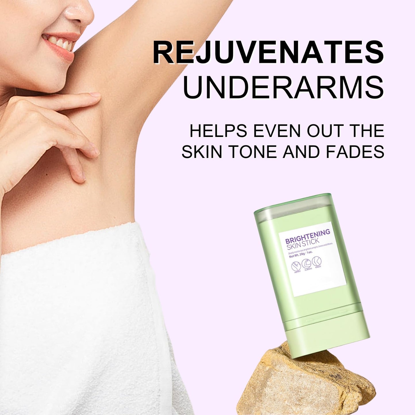 TBeautfave Skin Whitening Cream Stick for Body, Underarm Whitening Cream, Brightening Balm Stick with Niacinamide+Vitamin C, Skin Lightening Cream for Armpits/Knees/Elbows, Imorove Dullness, 28g