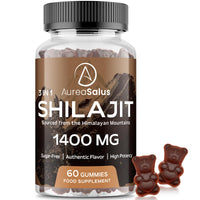 Shilajit Gummies 1400mg, Shilajit Supplement with Chaga and Ashwagandha, Original from Himalayan with Fulvic & Humic Acid and 85+ Minerals, for Energy, Immunity & Focus, Sugar-Free, 120 Gummies