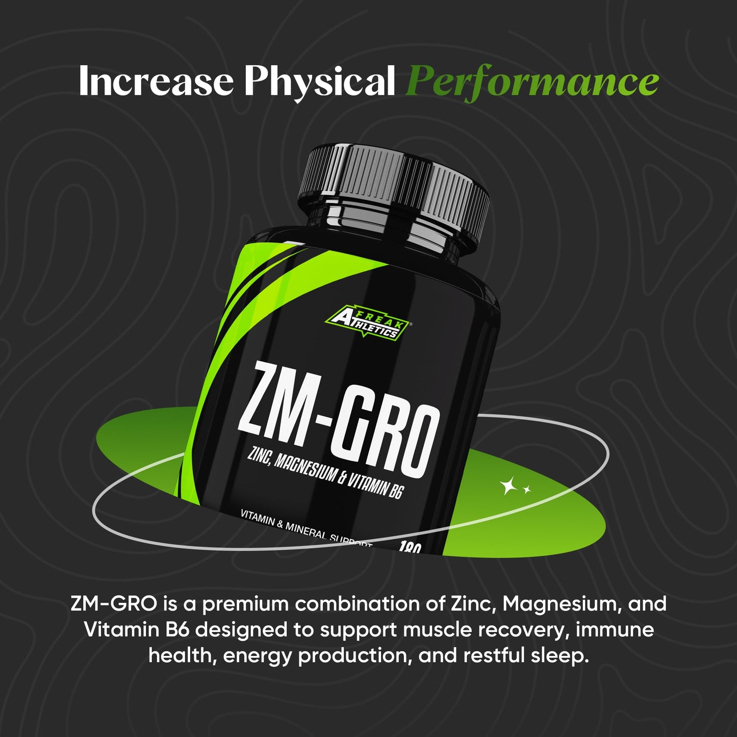 Freak Athletics ZM-GRO - Zinc, Magnesium & Vitamin B6 Capsules | 180 Vegan Capsules | Muscle Recovery, Sleep & Immune Support | High Absorption Formula | Made in The UK