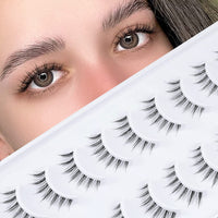 10 Pair Natural Lashes Little Devil Soft Eyelashes Strip Lashes Handmade False Eyelashes Natural Look Transparent Clear Band Small Eye Lashes by EMEDA (Little Devil)