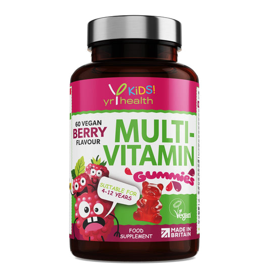 yrhealth Kids Multivitamin and Mineral Gummies - 60 Vegan Berry Flavour Chewable Gummies, Kids Vitamin Gummies for 4-12 Years - 2 Months Supply - Made in The UK by YrHealth