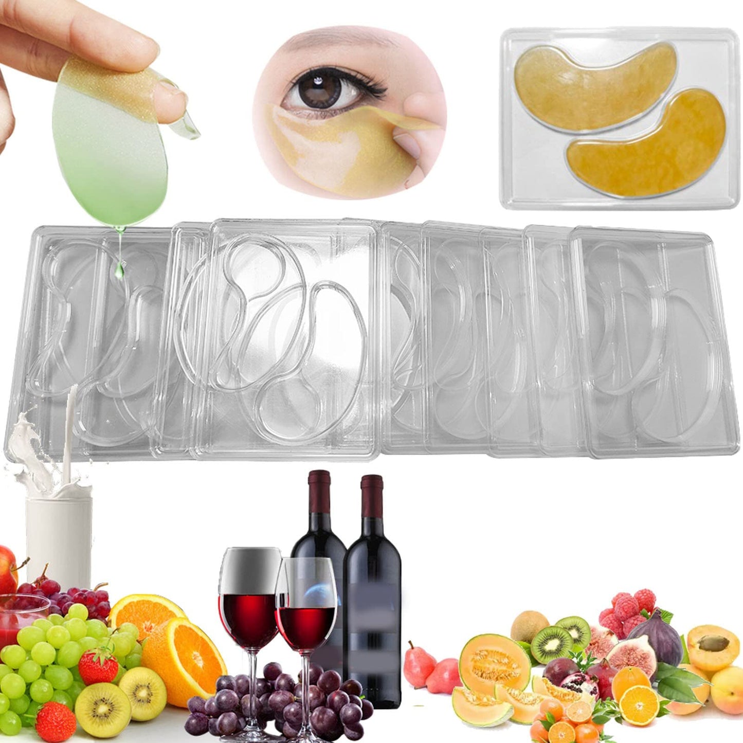 12Pcs DIY Eye Mask Mold,Under Eye Patches Molds Safe Healthy Natural Reusable Transparent Eye Mask Patch Tray,Professional Eye Mask Making Tools