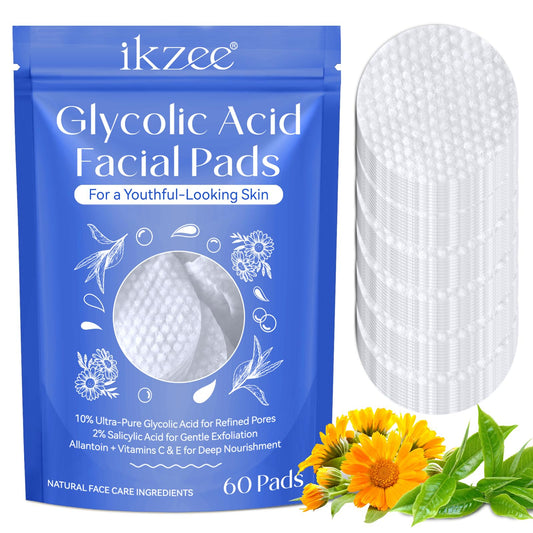 Glycolic Acid Pads,Glycolic Acid Peel Pads with 10% Ultra Pure Glycolic + 2% Salicylic Acid,Cleansing Pads for Face & Body with Vitamins B3, C & E, Green Tea, Calendula, Allantoin - 60 Pads