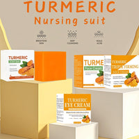 IZBEAUVO Turmeric Skincare Set,Face Skin Care Sets include Turmeric Soap Bar,Face cream,Eye cream,Neck cream,Anti-Aging Skin Care Set,Moisturizing,Acne Dark Spot Remover,Moisturizing Erase Fine Lines,Firming