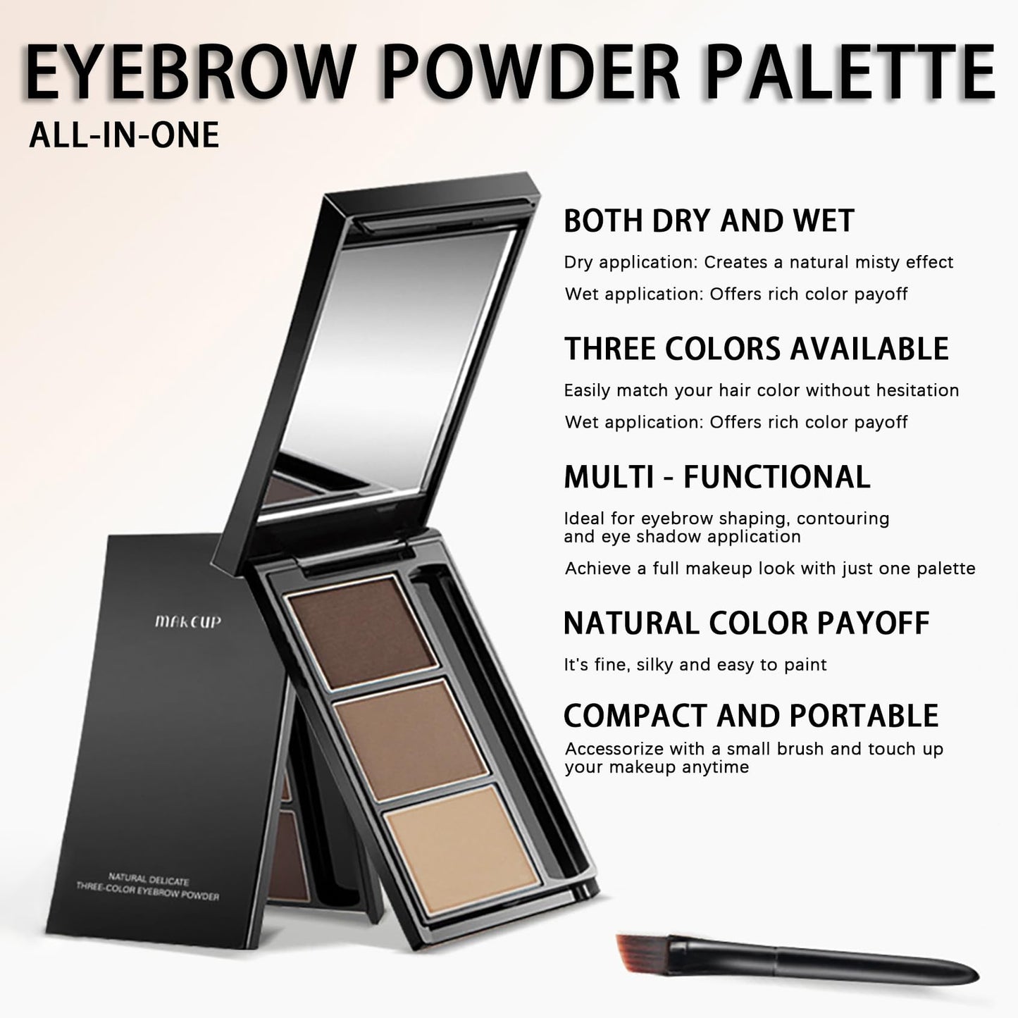 NatrLuxe All-in-One Dark & Light Brown Eyebrow Powder Palette – Compact Brow Sculpting & Shaping Kit for Women