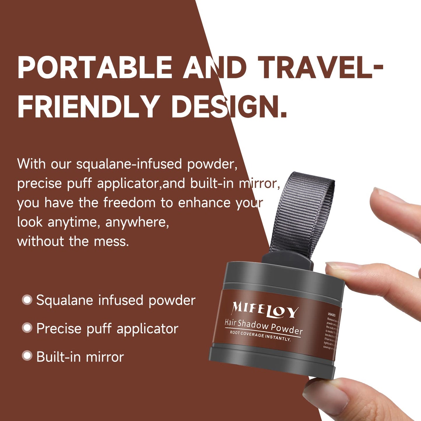 MIFELOY 2 Pcs Root Cover Up Powder, Touch Up Hair Color for Grey, Roots Concealer for Beard Line Eyebrow, Instantly Conceals Hair Loss, Roots Coverage Powder for Thinning Grays Hairline, Medium Brown