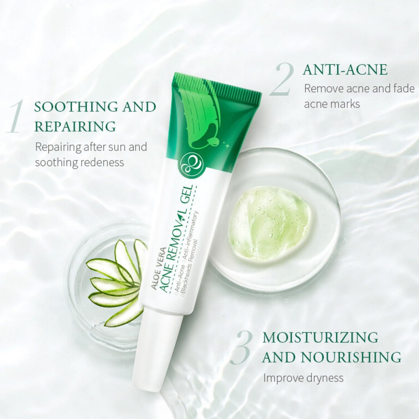 Trendyfave 2pcs Acne Scar Treatment Gel, Acne Aloe Vera Gel For Face, Acne Scar Removal Cream, Aloe Vera Cream For Acne, Pimples, Face Blemishes, Blackheads, Acne Treatment Acne Cream - 20g/0.76oz