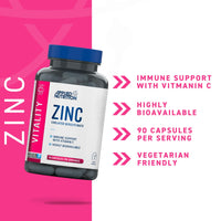 Applied Nutrition Zinc - 15mg Strength Supplement for Normal Immune System Function, Bones, Hair, Skin & Nails, Made in The UK, Vegan (90 Tablets - 3 Months Supply)