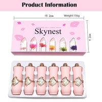 Skynest Clear Flower Jelly Lipstick, 6 Packs Nutritious Moisturizer Lip Balm Temperature Color Change Lipstick Matte Long Lasting Lip Gloss (Pink)