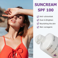 ChicNana Sunscreen SPF 100+, Sun Cream SPF 100 PA+++, Very High Protection Suncream Factor 100, Very Water + Sweat Resistant, Refreshing, Ultra Light UV Protetion Face Sunscreen Non Greasy & Non Sticky (80ml)