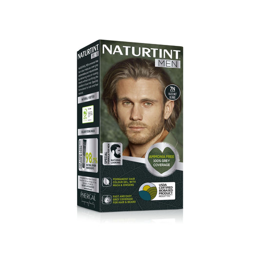 Naturtint Men Permanent Hair Colour Gel 7N Hazelnut Blonde for Hair Beard and Moustache. Ammonia Free, up to 100% Grey Coverage, Natural Looking Long Lasting Results