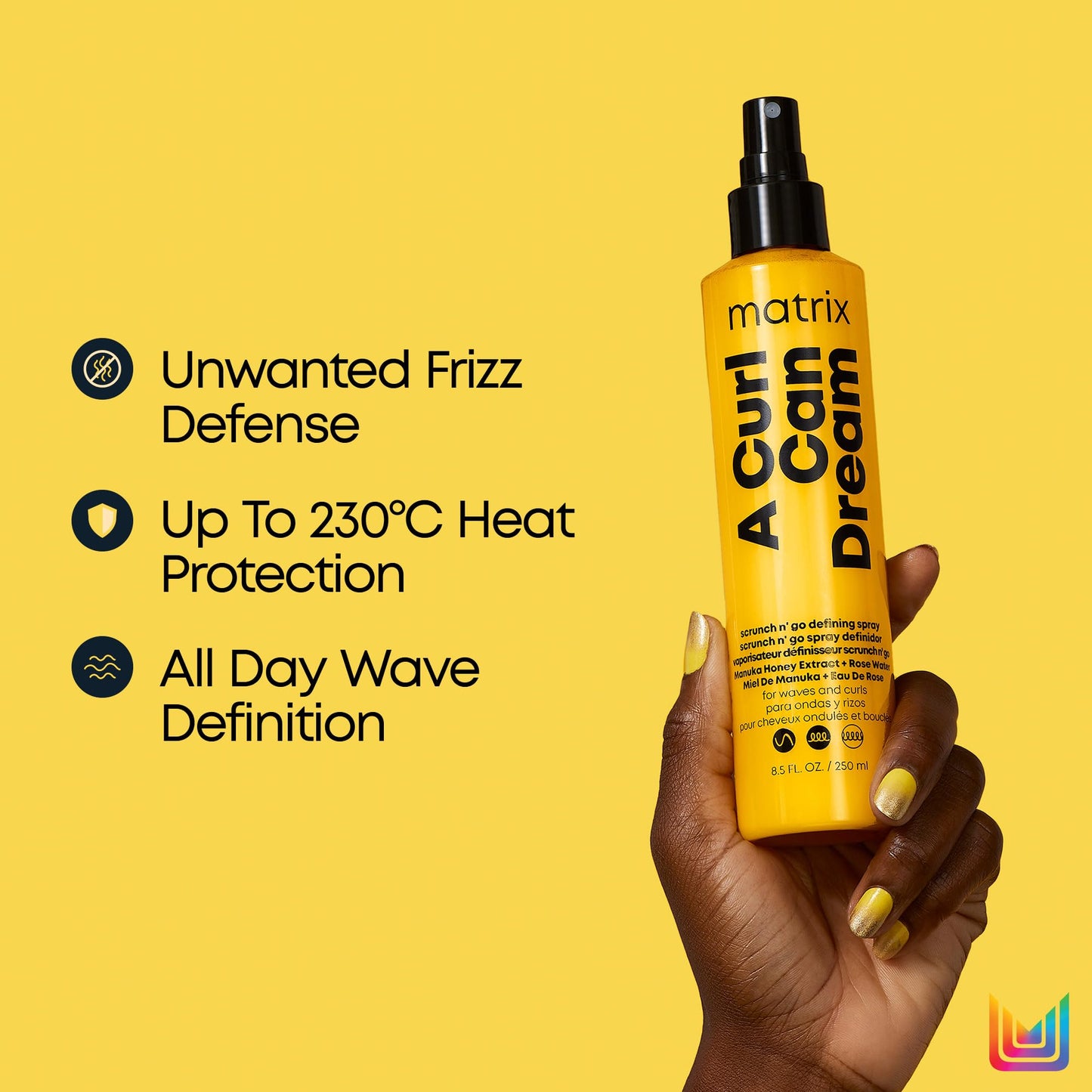 Matrix A Curl Can Dream For Waves Leave-In Treatment, Anti-Frizz and Heat Protection, Weightless Definition, 250ml