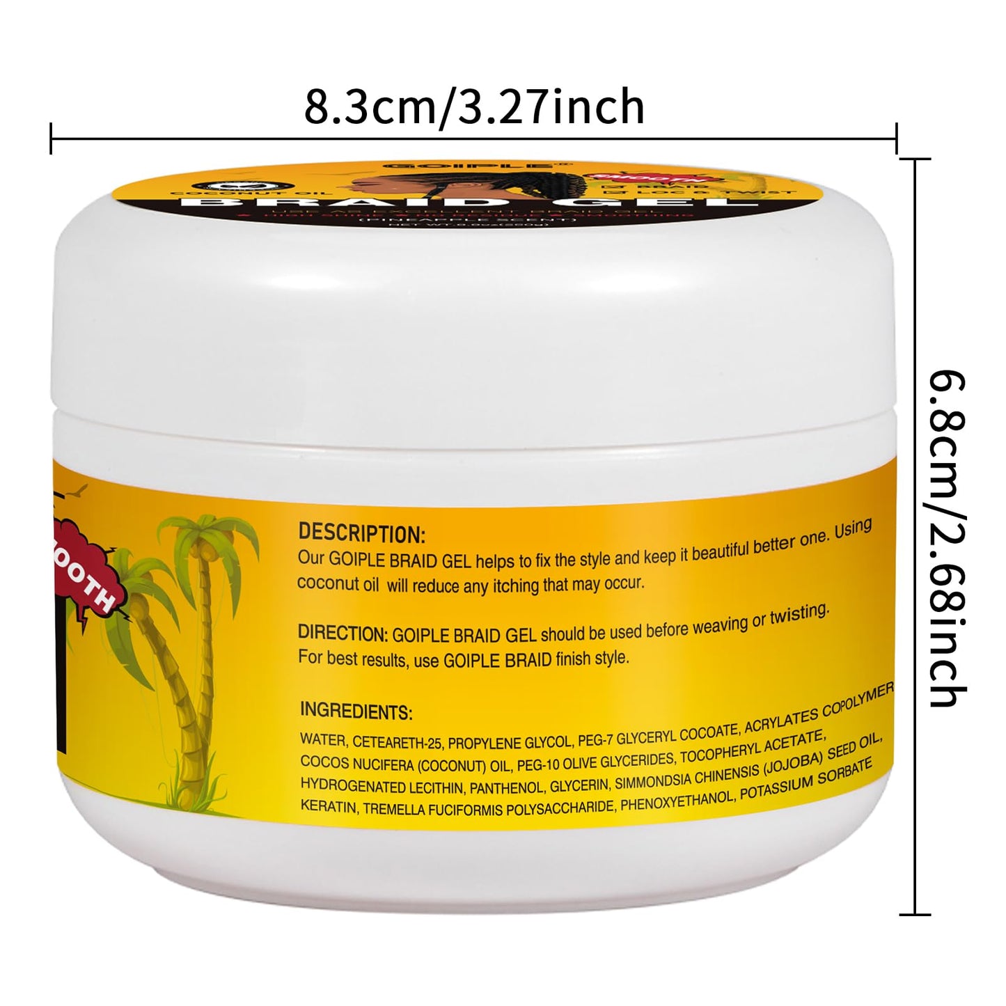 WOZUTUNT Strong Hold Braiding Gel for Twists, Locs, Edges, Cornrows - with Hair Combs for Effortless Styling - No Flake, High Shine, Smoothing, Tames Frizz Braid Gel & Edge Control 8.8 OZ
