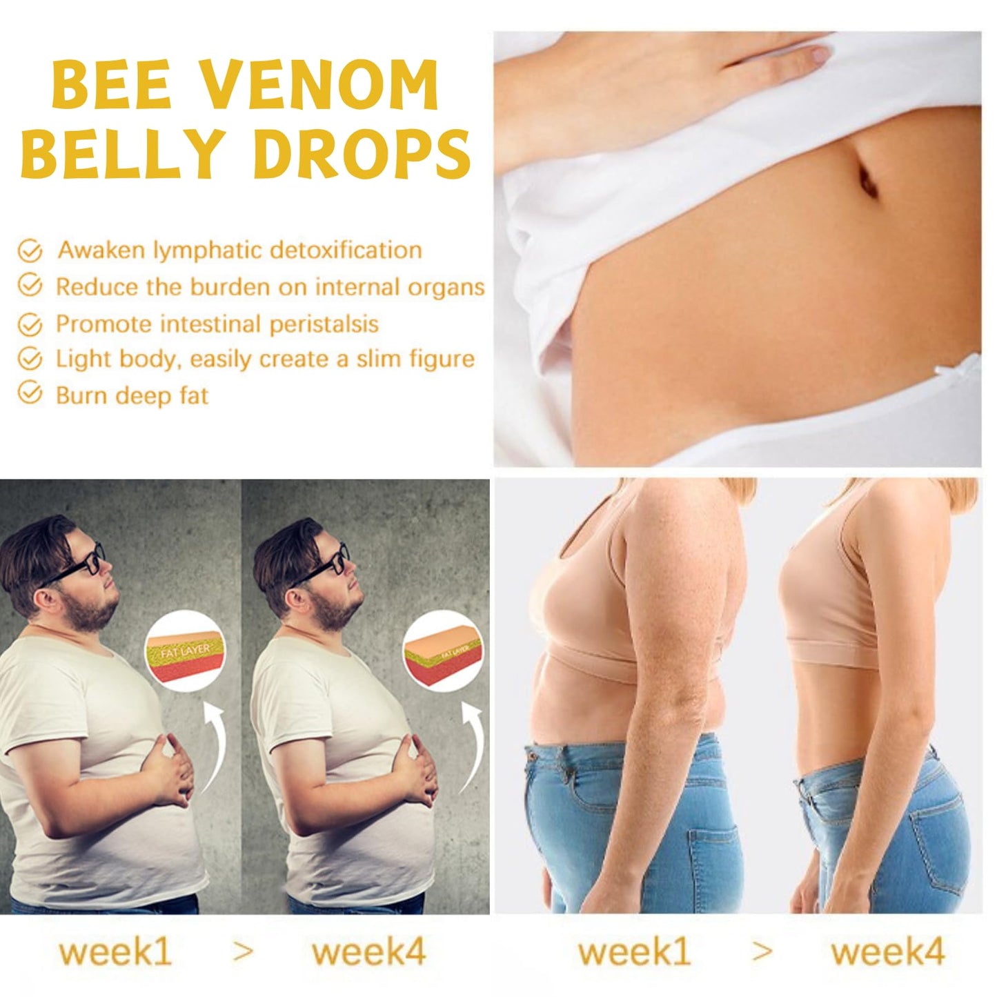 Trendyfave 3PCS Bee Venom Essence Oil Drops - Natural Belly Button & Body Oil for Lymphatic Drainage, Relaxation, Detox Formula, Skin Care, Digestive Support - Fast-Absorbing Pure Oil for Holistic Wellness