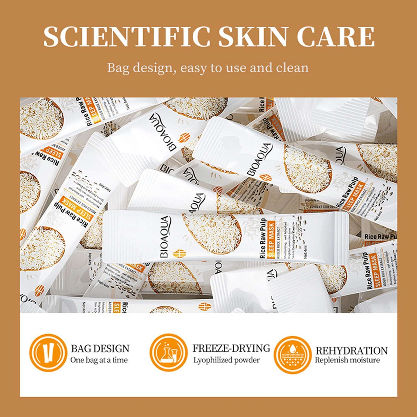 20pcs Rice Raw Pulp Sleep Mask Hydrating Moisturising Soothing Glowing Skin Portable Wash-Free Sleeping Mask Rice Mask for More Youthful and Radiant Skin