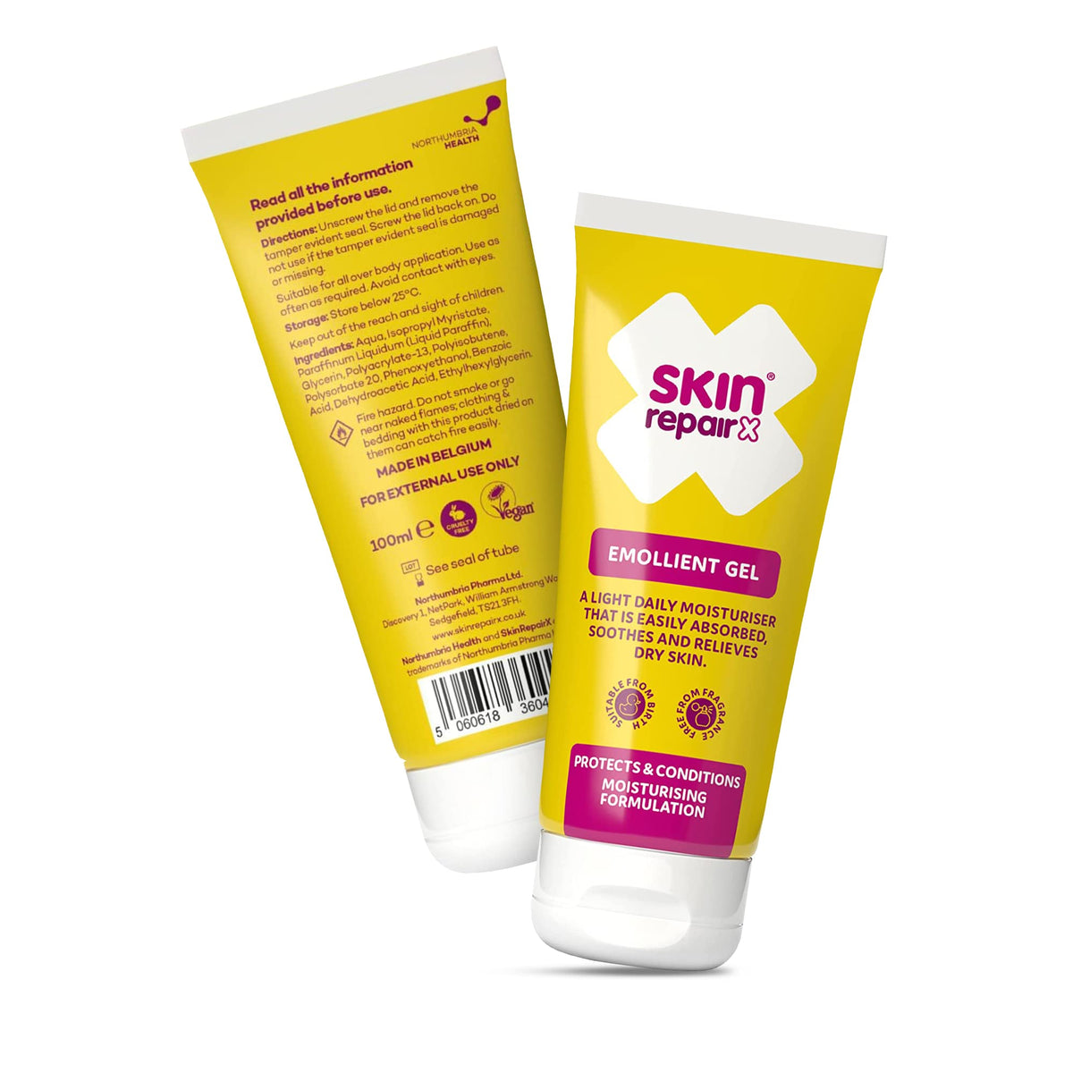 SkinrepairX SkinRepairX Emollient Gel 100ml for Dry Skin, Eczema, Psoriasis, Dermatitis, Rosacea, Acne, Vegan, Fragrance Free, Suitable from Birth