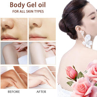 ISBEAUSOLS Vc Body Oil Gel - Body Oil for Women - Body Skin Care Oil Gel for Face,Body,Arm,Leg - Natural Vitamin C Essential Oils for Dry Skin - Hydrating Skin Care,Nourish,Watery Oil Texture (200ML, Rose)