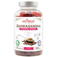 Nutrilus Ashwagandha Root Extract Gummies 600mg – 1200mg per Serving - High Strength – 5% Withanolides – Natural Flavour Vegan Gummy Supplement (150 Gummies)