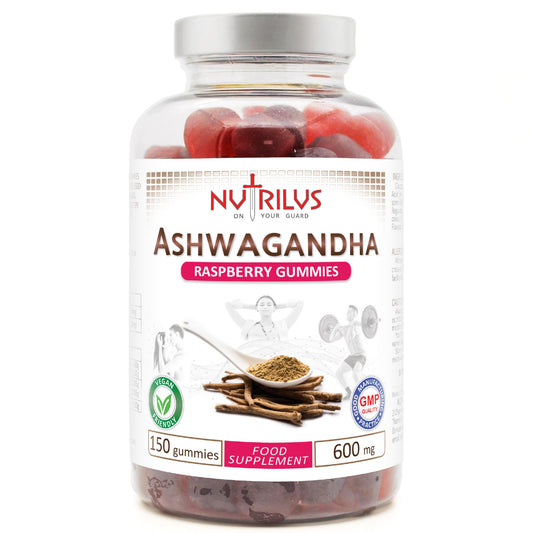 Nutrilus Ashwagandha Root Extract Gummies 600mg – 1200mg per Serving - High Strength – 5% Withanolides – Natural Flavour Vegan Gummy Supplement (150 Gummies)