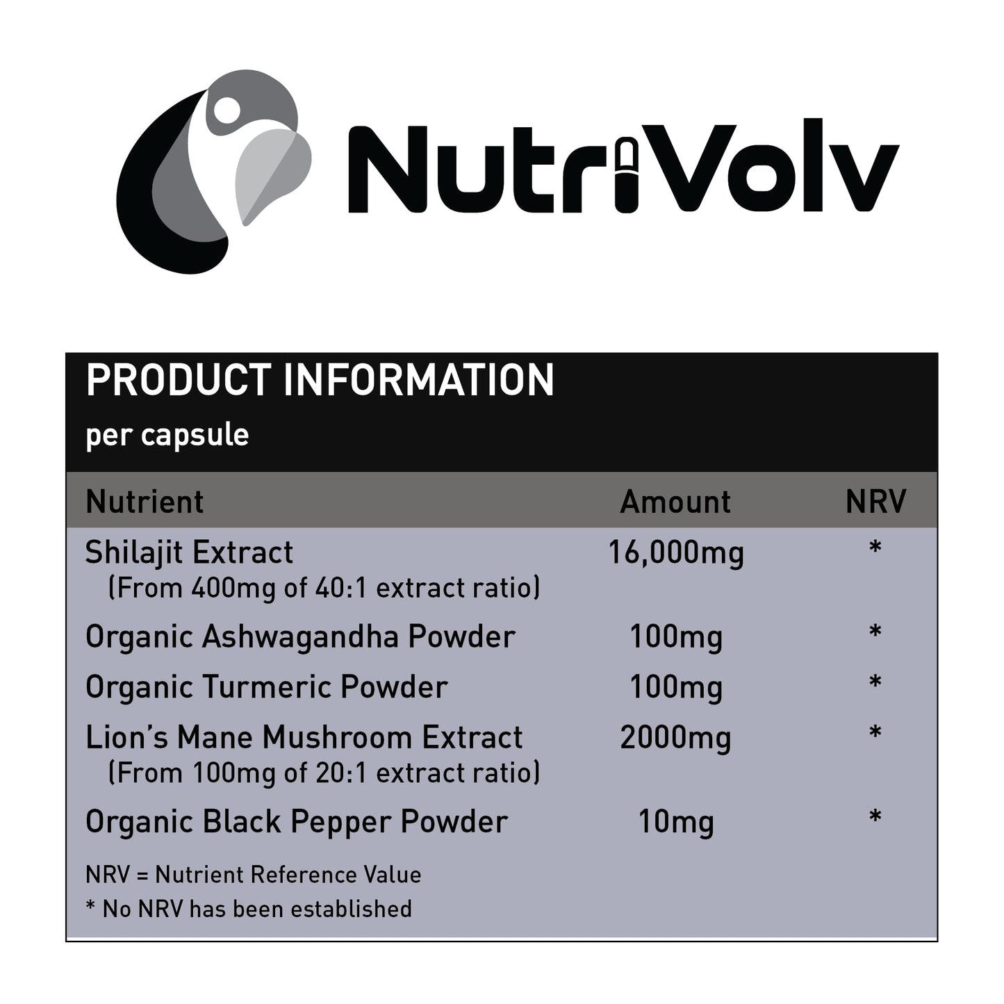 NutriVolv Nutrivolv Shilajit Complex 16,000mg – 120 Capsules | 60% Fulvic Acid | Himalayan Shilajit with Ashwagandha, Lion’s Mane, Turmeric & Black Pepper | Energy, Testosterone & Brain Support