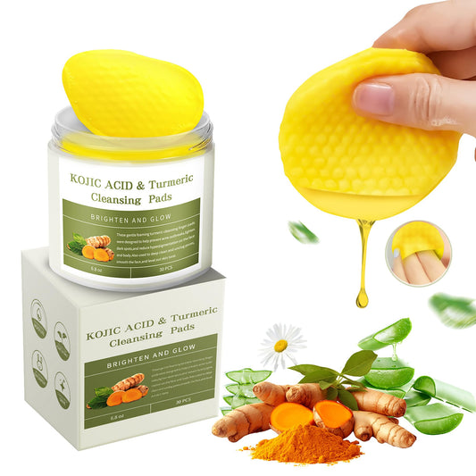 Collin Kacey Kojic Acid and Turmeric Pads - Turmeric Kojic Acid Cleansing Pads - Turmeric Exfoliating Pads for Brightens Skin, Exfoliates, Refreshes Controls Oil, Refines Pores(Pocket-small_30PCS)