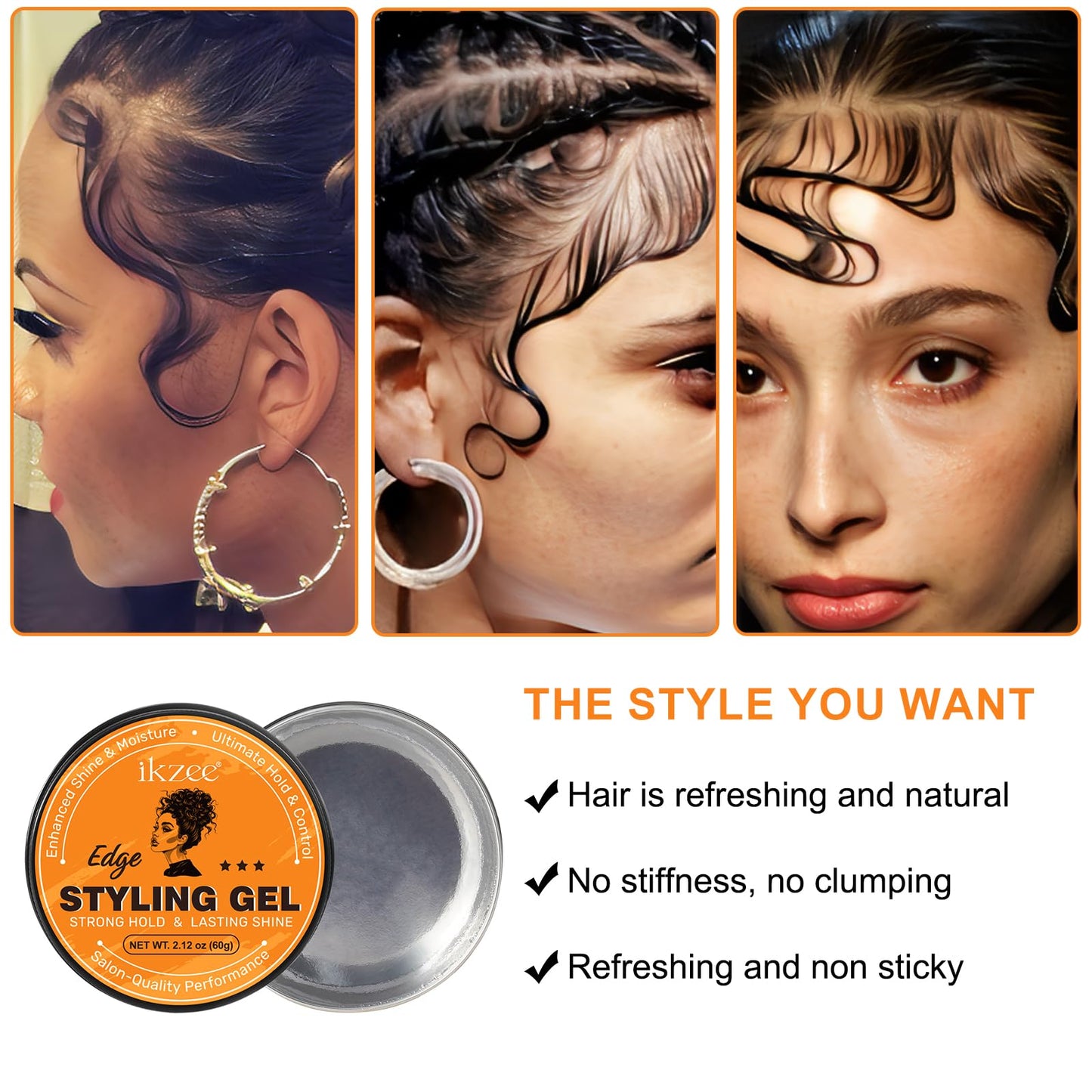 Frovetani Premium Styling Gel, Styling Strong Hold Styling Gel, Long-Lasting and Enhancing Shine, Anti Hair Loss & Fighting Friz Styling Gel for Dry, Curly, Thick, and Frizzy Hair, Non-Sticky 2.12 oz(60g))