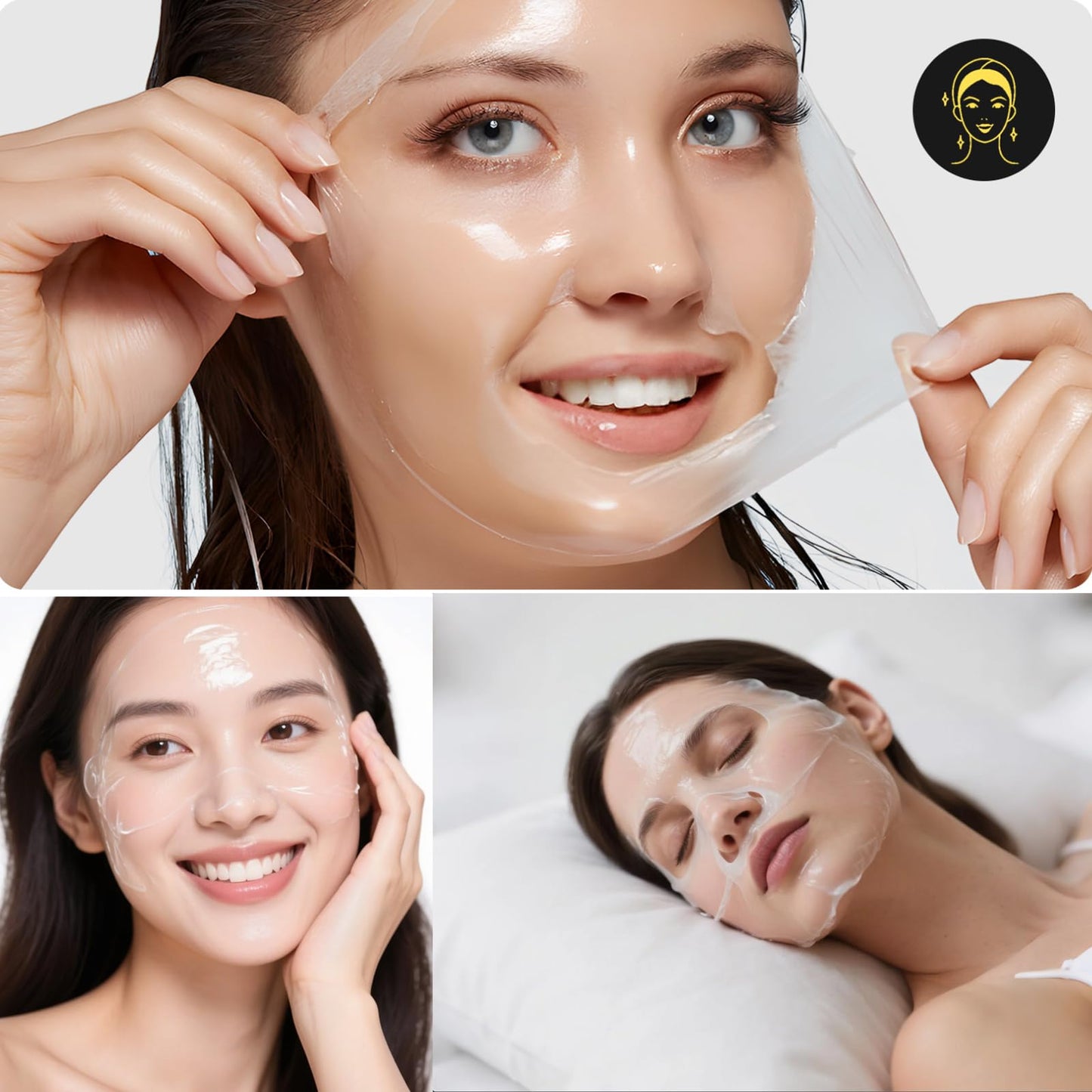 Midgpnes Snail Mucin Collagen Wrapping Peel Off Face Mask, Niacinamide Night Treatment, Deeply Hydrates and Tightens Soothes Skin,Firms Skin Overnight,75ml with Brush