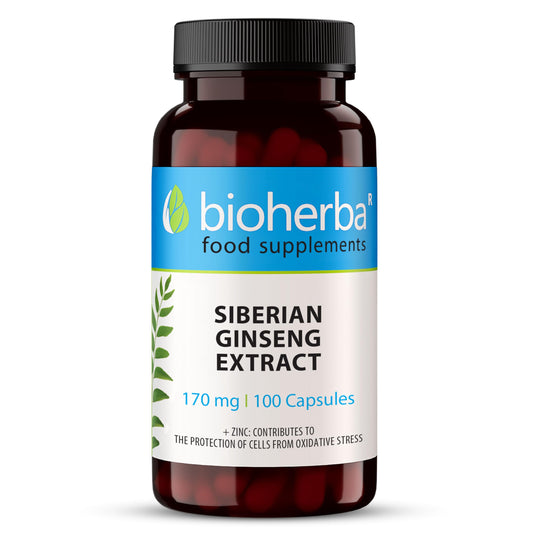 BIOHERBA Siberian Ginseng 170 mg, 100 Capsules - Supplements for Natural Energy Boost, Stress Relief & Immune Support - Herbal Adaptogen Supplement