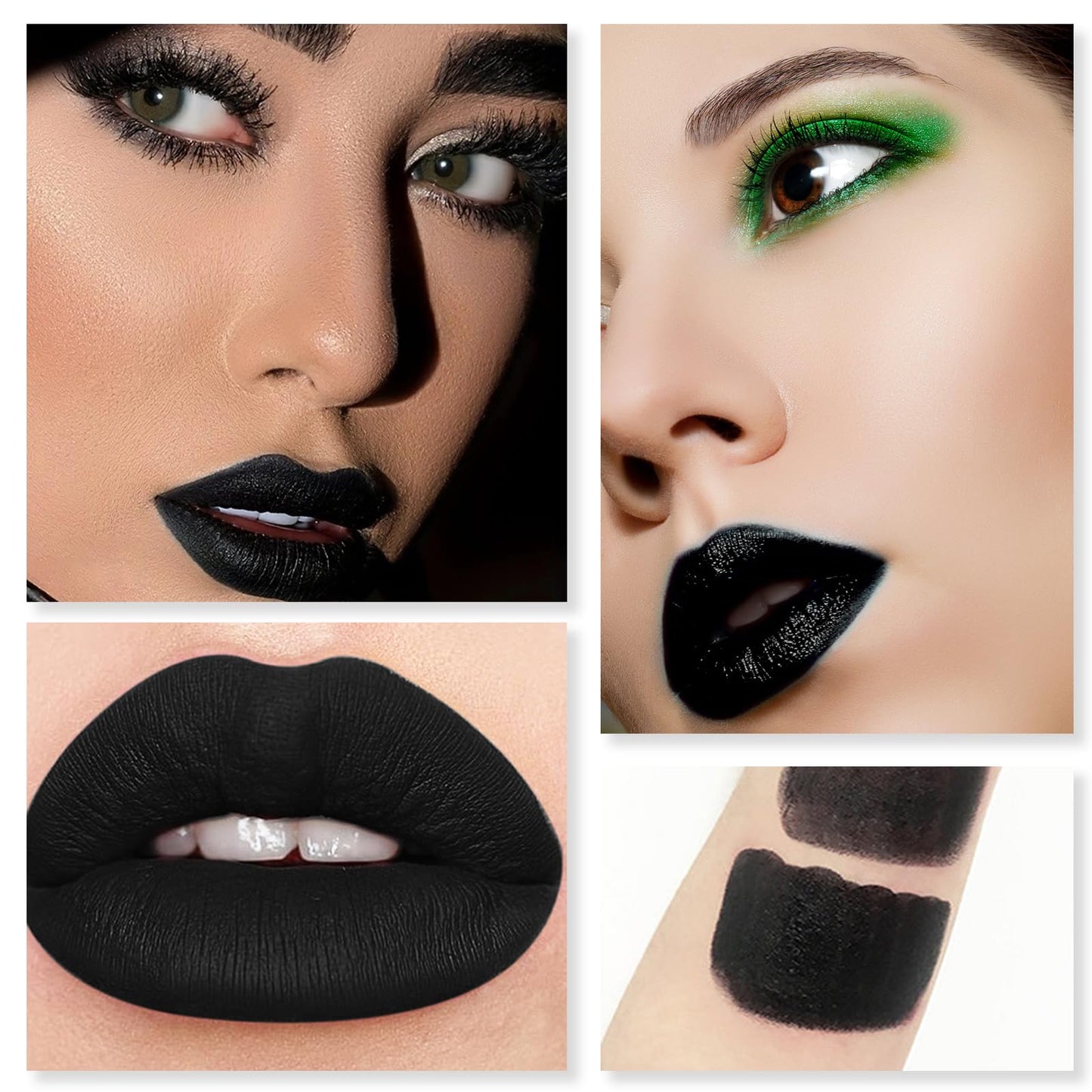 GEEWHILE Lipsticks for Women Long Lasting, Black Liquid Lipstick, Waterproof Matte Liquid Lipstick, Lightweight Moisturised Lip Gloss, Highly Pigmented Black Lipstick for Halloween Cosplay