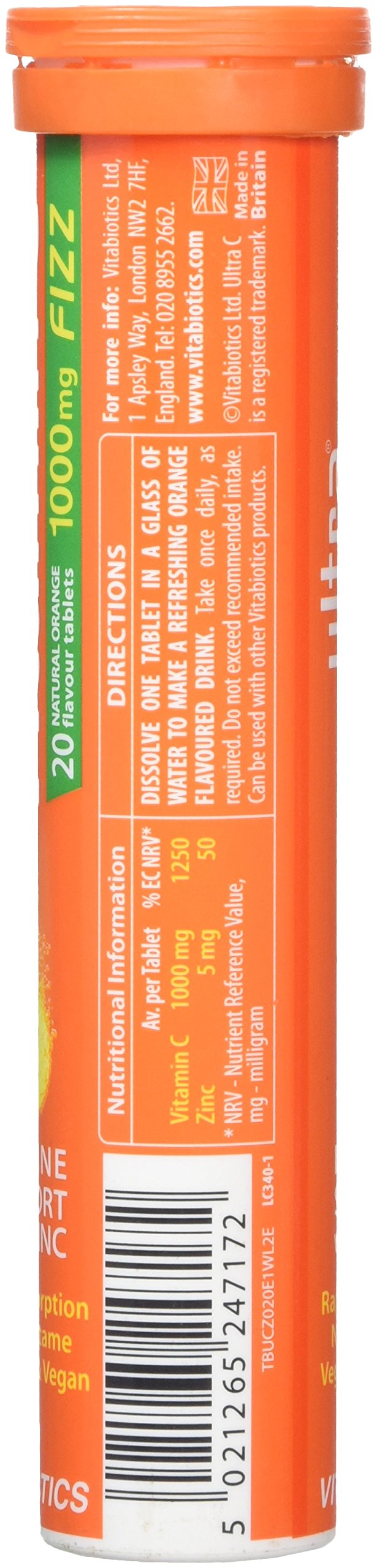 Vitabiotics Ultra Vitamin C Effervescent with Zinc - 20 Tablets