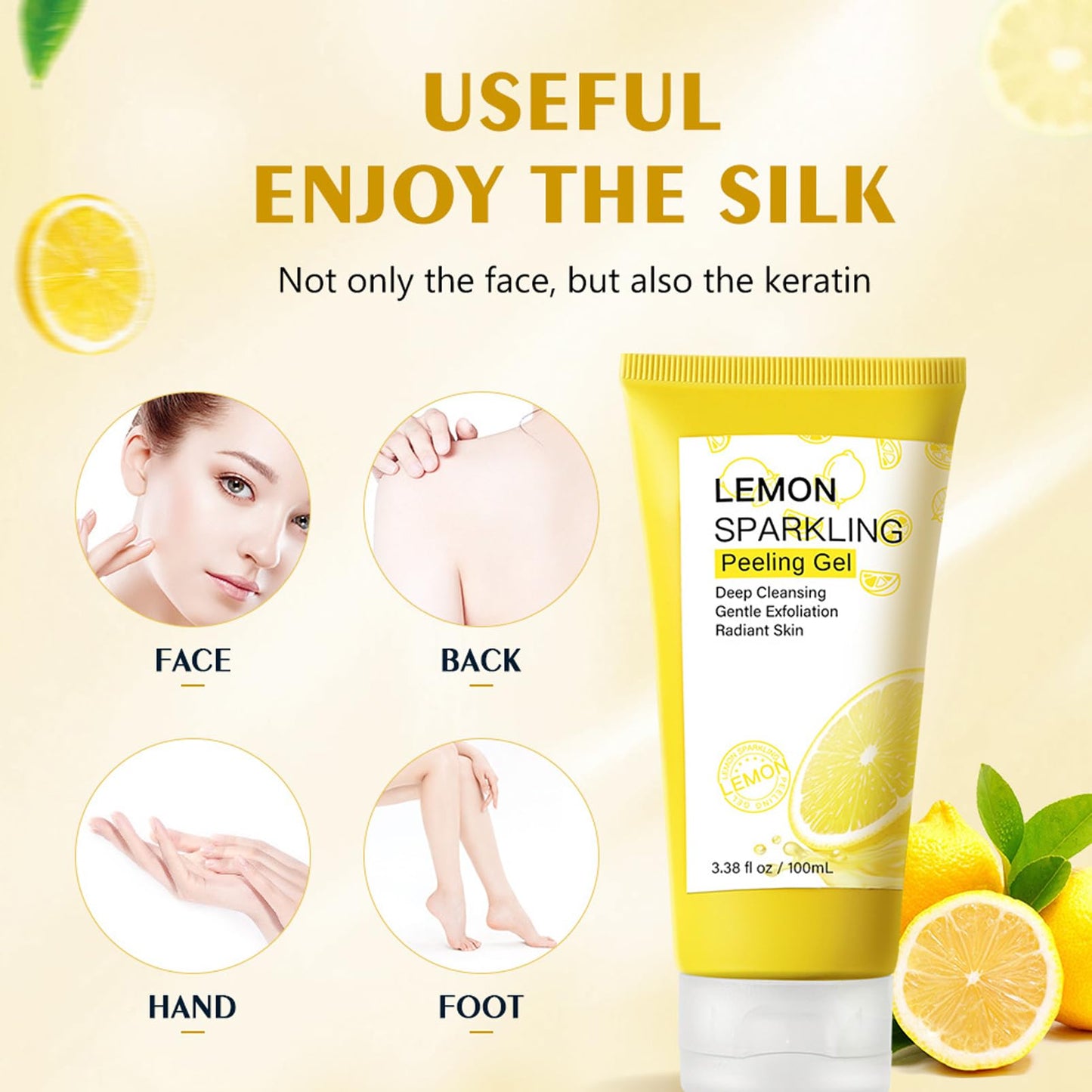 Lemon Exfoliating Gel,Lemon Peeling Gel,Vitamin C Face Scrub,Soft your Skin & Remove Dead Skin,Natural Face Scrub Exfoliator for Blackhead,Mild Face Exfoliator Scrub for Radiant Skin,Face & Body &Knee