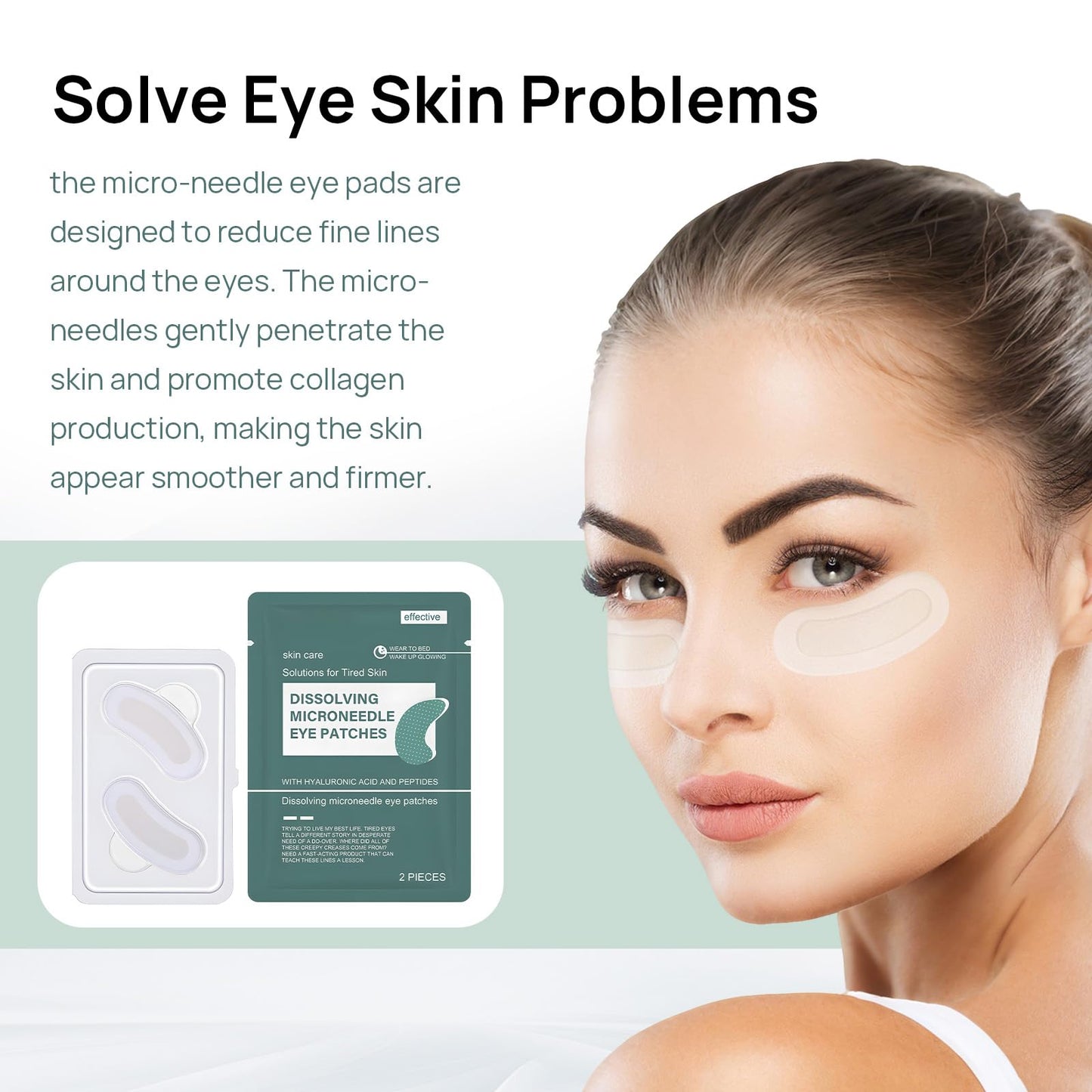 COWANIEE 6 Pcs Hyaluronic Microneedle Patches,Anti Wrinkle Patches for Puffy Eyes Bags Under Eyes