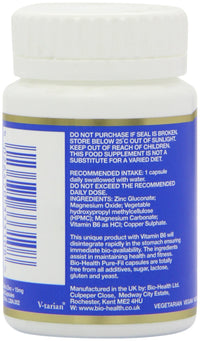 Bio-Health Extra Zinc Food Supplement with Vitamin B6, Magnesium and Copper Supports Normal Function of The Immune System Suitable for Vegetarians and Vegans, 60 Capsules