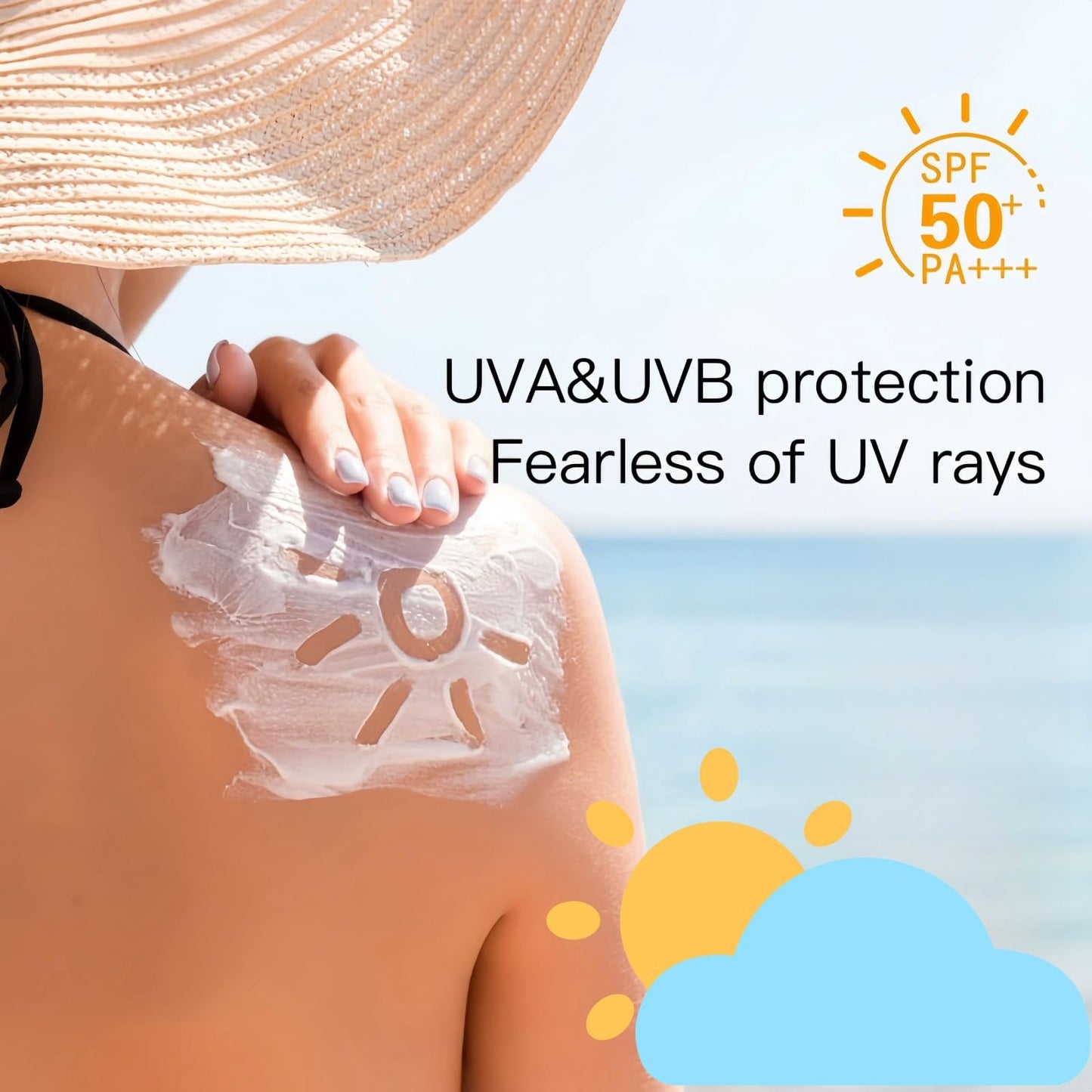 Oumun Sunscreen SPF 50+,PA++++,Face Sun Cream SPF 50,Hydrating Sun Cream,Suncream Factor 50 for F-ace,UVA & UVB Protection Spf 50 Face Moisturiser,Ultra Light & Waterproof Travel S-un C-ream