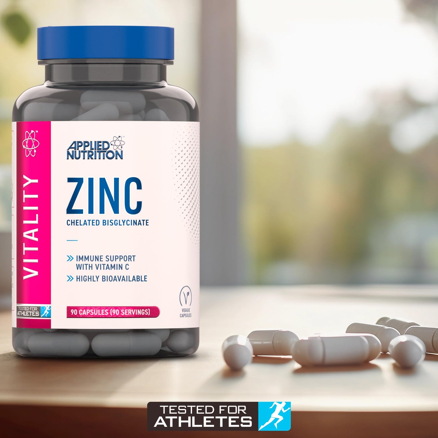 Applied Nutrition Zinc - 15mg Strength Supplement for Normal Immune System Function, Bones, Hair, Skin & Nails, Made in The UK, Vegan (90 Tablets - 3 Months Supply)