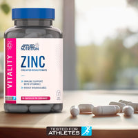 Applied Nutrition Zinc - 15mg Strength Supplement for Normal Immune System Function, Bones, Hair, Skin & Nails, Made in The UK, Vegan (90 Tablets - 3 Months Supply)