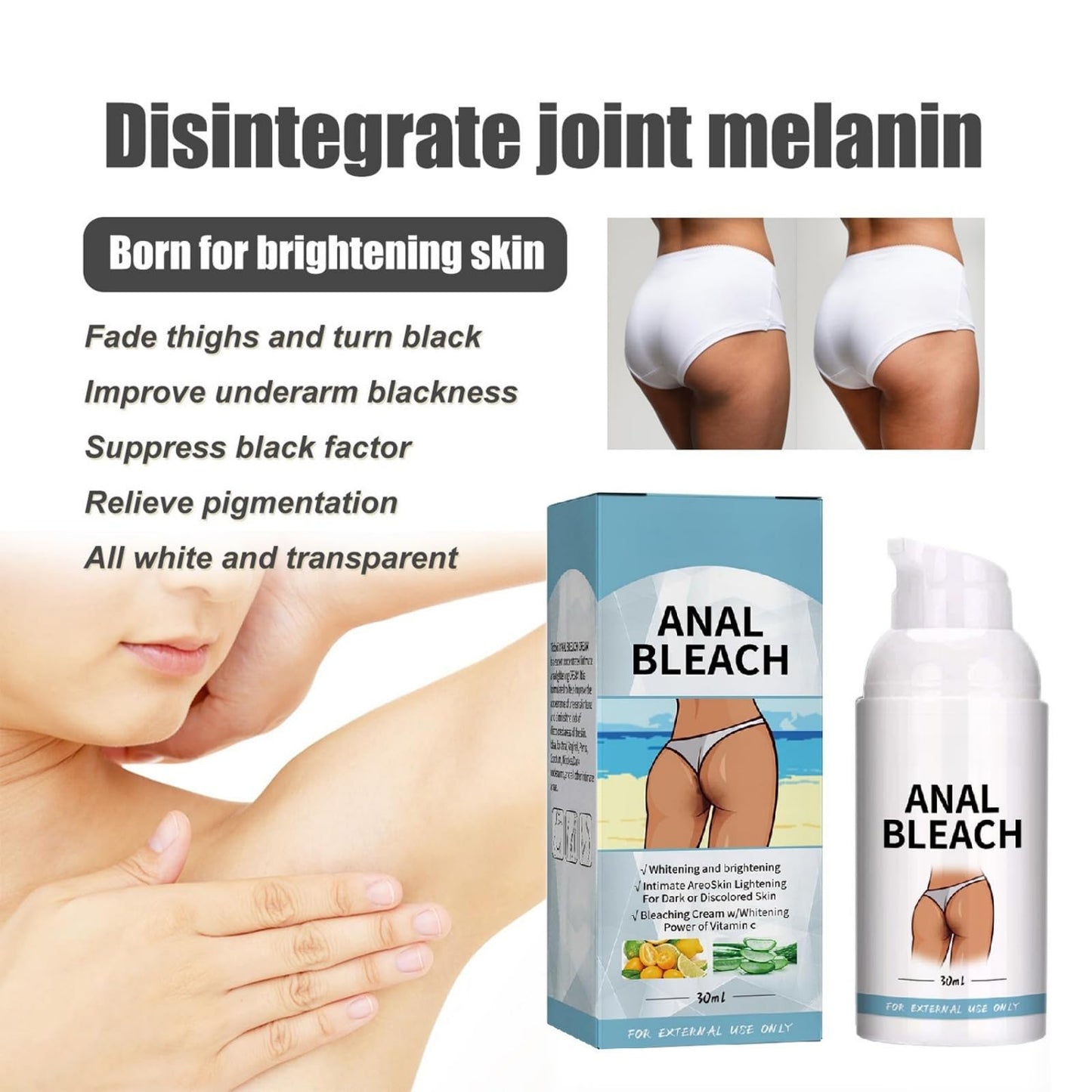 30ml Skin Bleaching Cream,Skin Brithening Cream for Face and Body,Intimate Area Dark Spot Corrector,Bikini Lightening Cre/am,Inner Thigh Lightening Crea/m for Darkskin,Improve Dullness & Hydrating